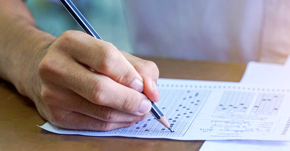 Student using pencil to take standardized tests